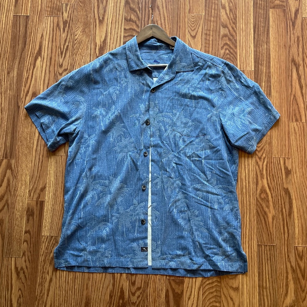 Tommy Bahama Button Down Short Sleeve, Blue Swordfish, Men's L